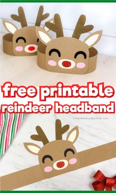 the reindeer headband is made out of cardboard paper and has been cut into it