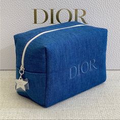 Brand New In Box Dior Denim Cosmetic Bag Makeup Bag Pouch - Denim - Approximately 6”X 4”X 3” - Authentic And Brand New Doir Makeup Bag, Makeup Bag Dior, Dior Denim Bag, Dior Cosmetic Bag, Denim Makeup Bag, Dior Makeup Bag, Dior Gift, Dior Pouch, Dior Denim