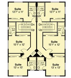 the floor plan for this two story house shows three levels, and four bedroom units