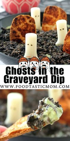 ghost in the graveyard dip is an easy halloween appetizer