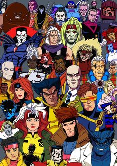 an image of many different characters from the animated tv series, x - men and wolverine