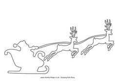 a line drawing of two reindeers pulling a sleigh