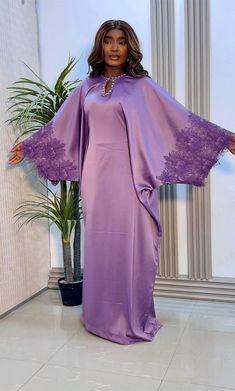 Indulge in elegance with our Luxury Silk Bubu in Lavender. Crafted with the finest silk, this stunning gown features intricate lace detailing and a unique cutout. Dress Peach, Stunning Gowns, Luxury Silk, African Dress, Dress Clothes For Women, Swing Dress, I Dress, African Fashion, Silk Dress