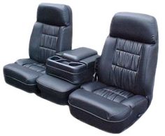 two black leather seats with matching arm rests