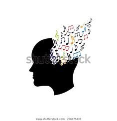 a silhouette head with musical notes coming out of it