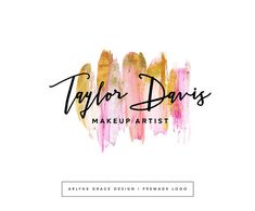 taylor davis makeup artist's logo with watercolor paint strokes on it and the words taylor