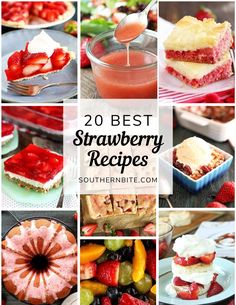 the top 20 best strawberry recipes for desserts and dessert bars to make with fresh fruit