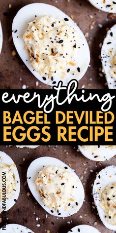 everything bagel deviled eggs recipe with text overlay