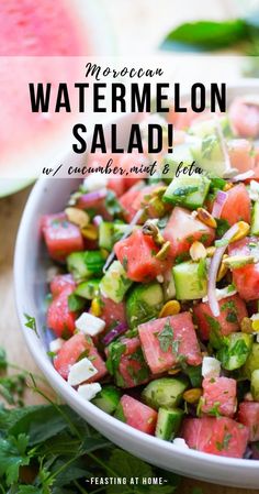 watermelon salad with feta cheese and parsley