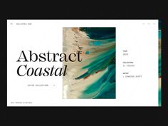 an abstract poster with the words abstract coastal in black, white and teal colors