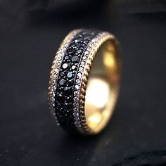 14K Pavé Black & White Diamond Ring