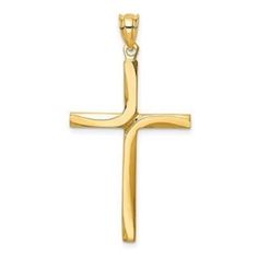 "14k solid gold Cross pendant. measures approx 1 1/2\" by almost 1\". High Polish finish." Modern Gold Cross Jewelry, Yellow Gold Cross Necklace With Large Pendant, Formal Large Cross Pendant Jewelry, Gold Cross Pendant, Gold Cross, Religious Jewelry, Cross Pendant, Pendant Necklaces, Solid Gold