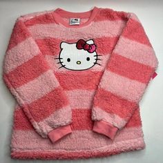 Brand New Never Worn Never Tried On Hello Kitty Striped Sweater Girls Size 7 Kawaii Hello Kitty Print Crew Neck Top, Sanrio Shirts, Casual Long Sleeve Hello Kitty T-shirt, Cute Hello Kitty Cotton T-shirt, Hello Kitty Sweater H&m, Kuromi Clothes, Kawaii Hello Kitty Cotton T-shirt, Sanrio Pink, Striped Sweater