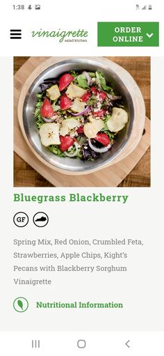 the blue grass blackberry salad is on sale