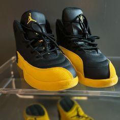 Black And Yellow- Jordan 12 Retro - Like New Worn 5 Or 6 Times Max. Not With Original Box But Was Stored In Sneaker Storage Bin. Excellent Condition! Sneaker Storage, Basketball Gear, Shoes Jordan, Jordan Black, Jordan 12 Retro, Jordan 12, Jordans 12, Kids Jordans, Storage Bin