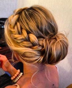 Formal Hair: This is a beautiful curly hairstyle that can be used for a formal event or just going out with friends.. It can also be worn if out on the beach. Side Bun Hairstyles, Hair Bun Tutorial, Fishtail Braid, Braid Hair, Formal Hairstyles, Hair Envy, Wedding Hair And Makeup, Great Hair, Hair Dos