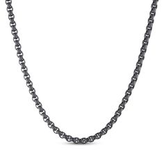 Modern and sophisticated, this box chain necklace will be a favorite go-to look. solid stainless steel with black ion plating 3.5mm 22 inches; box clasp Fan Jewelry, Anniversary Necklace, Diamond Wedding Rings Sets, Box Chain Necklace, Round Box, Box Clasp, Layered Bracelets, Diamond Shop, Stainless Steel Pendant