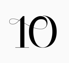 the number ten is written in black on a white background