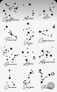 the stars are written in black ink on white paper