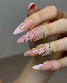 Almond Acrylic Nails, Unique Acrylic Nails, Pink Acrylic Nails, Pretty Acrylic Nails, Nails Short, Chic Nails, Nail Arts