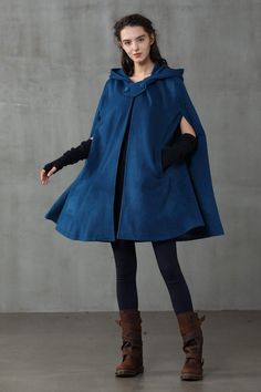 Wool Cloak, Hooded Wool Coat, Cashmere Cape, Black Cape, Cashmere Poncho, Hooded Cape, Wool Poncho, Wool Cape, Long Wool Coat