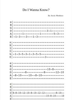 a guitar tab with the words do i wanna know?