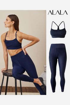 Textured and totally on-trend, navy shiny ribbed leggings make this tight extra special. Looks amazing with the matching bra. Our Alala babes have been spotted pairing with a blazer and boots for a super chic luxe-leisure moment.