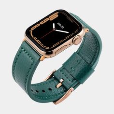 The iconic Green Lond Strap from Buckle & Band is the ultimate vegan Apple Watch Strap. If you miss the elegance of a traditional timepiece then this is designed for you. The Lond collection in Green is where tradition meets technology to produce an outstanding result. Each strap is hand stitched from the highest quality vegan leather, (we use microfibers so the strap looks like a classic strap.) Unlike some cheap vegan leathers, this is designed to last you, the lifetime of your watch. This green is an incredible colour which you have to see in real life to truly appreciate. The buckle and connectors are CNC machined perfectly to slot neatly on either side of your Apple Watch. It simply oozes quality and class.  Unisex by design, for both men and women. Designed to fit all Apple Watch Cheap Vegan, Timepiece Design, Apple Watch Leather Strap, Leather Laptop Case, Iphone Leather, Vegan Apple, New Apple Watch, Leather Card Wallet, Apple Watch Models