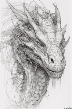 a pencil drawing of a dragon's head