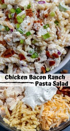 chicken bacon ranch pasta salad in a bowl