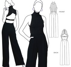 a woman's jumpsuit and top sewing pattern