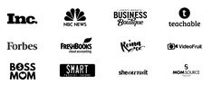 the logos for different businesses are shown in black and white