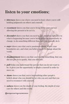 Listen To Your Emotions, Selamat Hari Valentine, Healing Salve, Vie Motivation, Self Care Activities, Emotional Wellness, Emotional Health