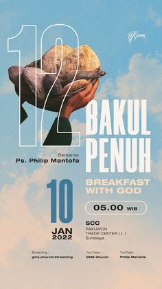 an advertisement for bakul penuh breakfast with god at 10am on jan 1