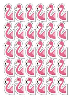 pink flamingos are arranged in the shape of letters and numbers on a white background