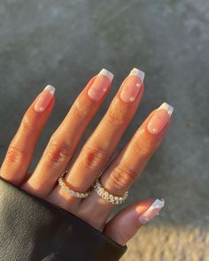 15 Bridesmaid Nail Ideas the Whole Bridal Party Will Love — See Photos Bridal Nails White, Short Square Nails, French Tip Acrylic Nails, Pearl Nails, Ballerina Nails, Acrylic Nails Coffin, Bridal Nails, Square Acrylic Nails, Short Acrylic Nails