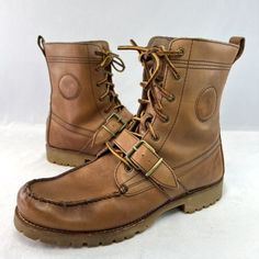 Polo Ralph Lauren Mens Size 11D Ranger Boots 812089030 Brown Leather w/ Buckle | eBay Ranger Boots, Ranger Boot, Ralph Lauren Mens, Polo Ralph Lauren Mens, Shoe Collection, All Seasons, A Good Man, Polo Ralph, Brown Leather