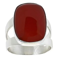 Jay King Sterling Silver Mexican Opal Cushion-Cut Ring  This handcrafted, sterling silver ring features a fiery orange and red mix of Mexican agate in a simple, but chic design. Slip it on to add a touch of sophisticated style to any ensemble! From Jay King.       Approx. 3/4"L x 3/4"W x 5/16"H; shank 3/16"W     Stamped .925     Sterling silver ring has cushion-cut, dark orange/red opal center bezel-set atop band     Split, tapered shoulders   Stone Information       All sizes and weights approx Mexican Opal, Red Opal, Jewelry King, Cushion Cut Ring, Color Bands, Dark Orange, Sterling Silver Bands, Cushion Cut, Sophisticated Style