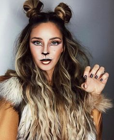 Cute Lion Makeup Halloween, Lion Costume Makeup, Lion From Wizard Of Oz Makeup, Cheetah Costume Hairstyles, Lion Makeup Easy, Lioness Makeup Halloween, Lion Inspired Makeup, Women Lion Costume, Simple Lion Makeup