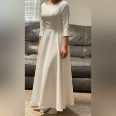 I Bought This Dress For $300 And Had It Shortened For My Baptism. I’m 5’2” For Comparison With Length. Worn Once Elegant A-line Confirmation Dress, Elegant Fitted First Communion Dress, Elegant Fitted Dress For Confirmation, Elegant Fitted Confirmation Dress, Solid Fitted Dress For First Communion, Elegant Baptism Dress With Fitted Bodice For Party, Elegant Fitted First Communion Dress For Formal Occasions, Elegant White Dress For Confirmation, Elegant Long Sleeve Confirmation Dress