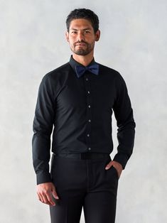 Fitted Black Business Shirt, Fitted Black Shirt For Business, Formal Black Cotton Dress Shirt, Black Button-up Dress Shirt For Office, Modern Black Long Sleeve Dress Shirt, Black Slim Fit Dress Shirt For Office, Black Slim Fit Shirt For Formal Occasions, Black Dress Shirt With Spread Collar For Office, Formal Black Slim Fit Shirt