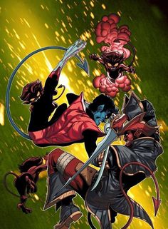 Father son quality time Azazel Xmen, Azazel Marvel, Dc Comics Superheroes, Marvel Fan Art, Uncanny X-men, Marvel Comic Character, Black Panther Marvel