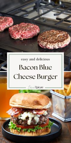 the bacon blue cheese burger is ready to be served