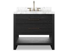 an image of a bathroom vanity with marble top and two faucets on it