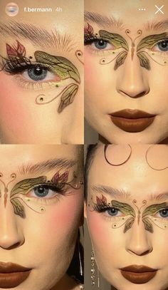 Luna Moth Makeup, Insect Makeup, Dragonfly Makeup, Forest Fairy Makeup, Bug Makeup, Moth Makeup, Artsy Makeup Look, Whimsical Makeup