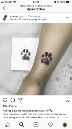 a person with a paw tattoo on their arm