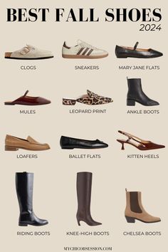 Top 12 Best Fall Shoes to Add to Your Wardrobe 2024 - MY CHIC OBSESSION Woman Fall Shoes, Autumn Footwear Women, Must Shoes For Women, Fall Shoe Inspiration, Fall Winter Shoes Woman, Shoes For Different Outfits, Shoes For Women 2024 Fall, Everyday Fall Shoes, Summer To Fall Transition Shoes