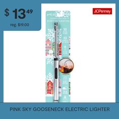 The pink sky flexible gooseneck electric charger has 300 ignitions per charge. Includes a usb cable for the rechargeable battery and has a safety lock on the lighter. For indoor and outdoor use. Measurements: 12.5 Length/InchesCare: Wipe CleanCountry of Origin: Imported Electric Lighter, Pink Sky, Rechargeable Battery, Gag Gifts, Rechargeable Batteries, Usb Cable, The Pink, Electricity, Cable