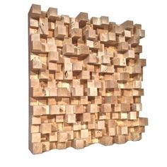 a wall made out of wood blocks on a white background