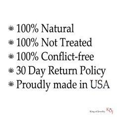 an advertisement with the words natural 100 % not treated 100 % conflict - free 30 day return policy proudly made in usa